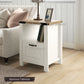 Side Table with Storage, Farmhouse End Table with Drawer, Open Shelf and Barn-style Panel, Nightstand for Living Room, Bedroom, White