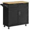 Rolling Kitchen Island with 2 Drawers and Towel Rack - Black