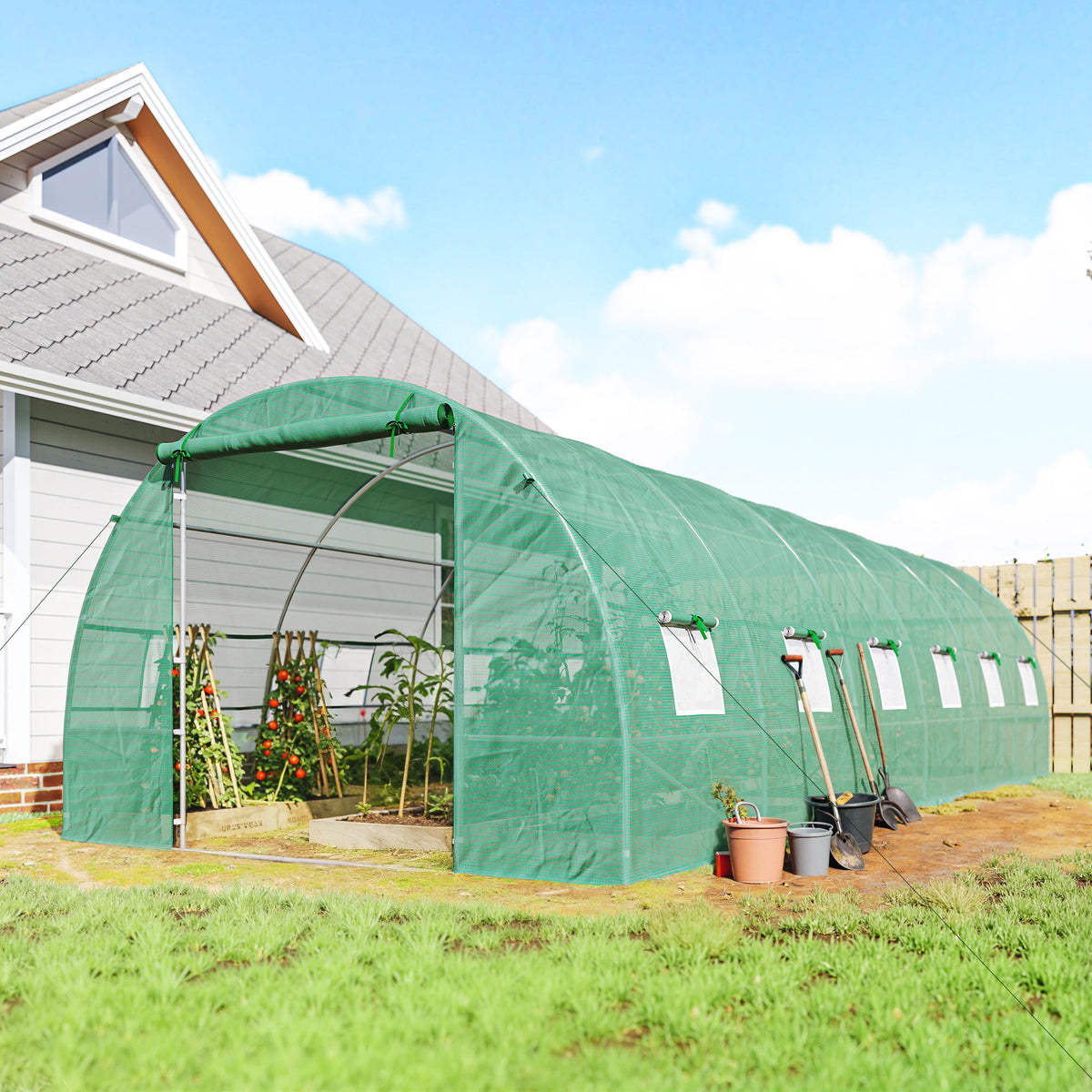 26' x 10' x 6.6' Large Walk in Tunnel Greenhouse Garden Plant Seed Green House Premium Steel Frame