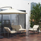 4 Piece Outdoor Furniture Set, Patio Conversation Set with Tempered Glass Table, Loveseat, 2 Chairs and Cushions, Beige