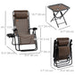 Zero Gravity Chair Set of 2 Patio Chair with Side Table Cupholders and Pillows for Pool, Backyard, Lawn, Beach, Brown