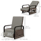 Wicker Outdoor Recliner Chair, Reclining Lounge Chair with Adjustable Backrest, Footrest and Side Tray, Light Grey