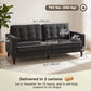 3-Seater Button-Tufted Sofa with Wood Legs - Dark Grey