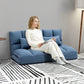 Floor Sofa, Foldable 2-Seater Lazy Sofa Sleeper with 9-position Backrest and 2 Pillows Light Blue