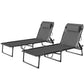 2 PCs Folding Lounge Chairs, Adjustable Chaise Lounges with Headrest, Reclining Lounger Cot for Camping, Hiking, Grey