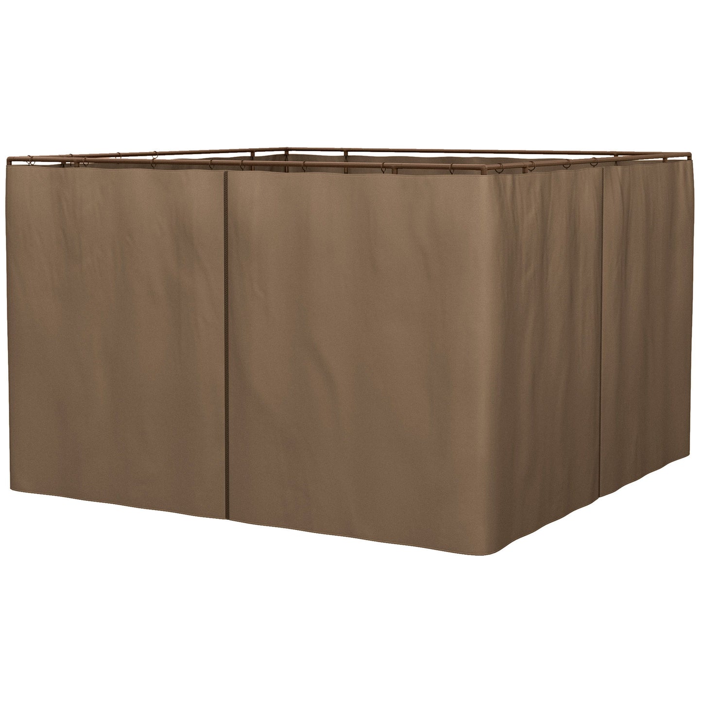 Gazebo Curtains, 10' x 10' Universal Replacement Privacy Curtain, 4-Panels Sidewall with Hooks/C-Rings, Brown
