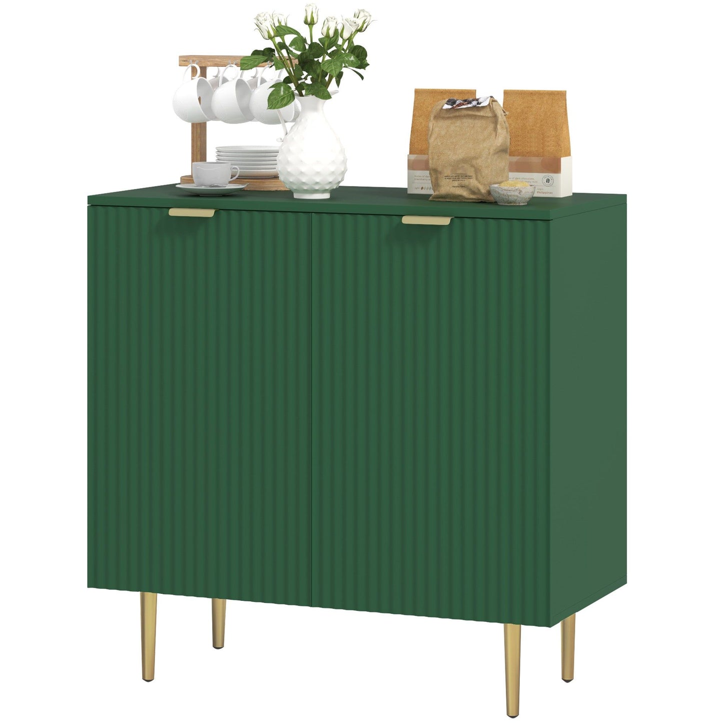 Sideboard Buffet Cabinet with Metal Legs - Green