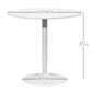 Modern Kitchen Table for 2 People, Round Dining Table with Steel Base for Living Room, Dining Room, White