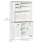 71" Farmhouse Kitchen Buffet with Hutch - White