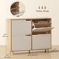 Narrow Shoe Cabinet, Shoe Storage Cabinet with 4 Flip Drawers and Adjustable Shelves for 16 Pairs of Shoes, White