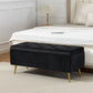 Storage Ottoman Bench, 43 Inch Large Storage Chest with Steel Legs and Padded Seat, Foot Rest, Load 485 lbs, Black