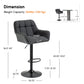 Swivel Barstools Set of 2 Adjustable Bar Stools with Footrest Armrests and PU Leather Back for Dining Room Grey