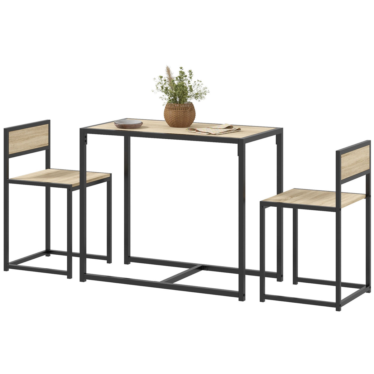 Dining Table Set, Industrial Dining Set for 2, Kitchen Table and Chairs for Small Space, Dining Room Table with Chairs