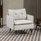 Accent Chair, Upholstered Armchair with Tufted Back Cushion and Steel Legs for Living Room, Bedroom, Cream White