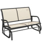 Outdoor Glider Bench, 2 Person Patio Glider Chair, Gliding Outdoor Garden Loveseat Swing Bench with Breathable Mesh Fabric, Steel Frame for Backyard, Porch, Cream White