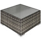 Rattan Garden Coffee Table, 25.6" Square Garden Rattan Table with Tempered Glass Top, Deep Grey