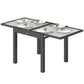 Extendable Patio Dining Table, Tempered Glass Aluminum Outdoor Table for Garden Lawn Backyard, Clear