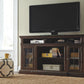 Roddinton - Dark Brown - 2 Pc. - 74" TV Stand With Electric Infrared Fireplace Insert