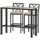 3 Piece Patio Bar Set, Outdoor Bar Table and Stools, Electrophoresis Steel Tabletop, X Back, Footrest, Cushions, Khaki