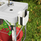 Folding Fish Cleaning Table with Sinks, Camping Sink with Faucet Drainage Hose Sprayer Shelf, Grey