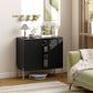 Sideboard, Modern Buffet Cabinet, Coffee Bar Cabinet with Fluted Doors and Adjustable Shelf, Black