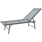 Folding Outdoor Lounge Chair, Reclining Chaise Lounge Tanning Chair w/ Adjustable Back, Mesh Seat, Light Grey