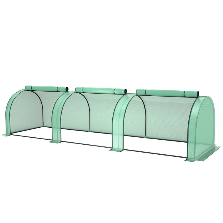 Green Mini Tunnel Greenhouse with PE Cover & Steel Frame