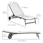 2PCs Lounge Chairs with Wheels, 5-Level Adjustable Backrest for Garden, Backyard, Patio, Deck, Poolside, White