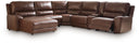 6 Pc. Power Reclining Sectional With LAF Press Back Power Chaise And Storage Console