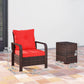 3 Pieces Wicker Patio Furniture Set, Rattan Bistro Set with Storage Coffee Table and Thickened Cushions, Outdoor Conversation Set for Garden, Porch, Balcony, Red
