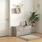 39.4 Inches Storage Chest, Storage Trunk with 2 Safety Hinges for Living Room, Grey Wood Grain