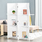 4-Panel Wall Partition Room Separator with 3 Storage Shelves Foldable Design Wooden Frame 5.6FT White