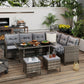 6pcs Outdoor Rattan Sofa Set Garden Wicker Sectional Couch Furniture Set with Dining Table and Chair Dark Grey