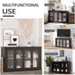 Modern Kitchen Sideboard, Stackable Storage Cabinet, Sliding Glass Door Console, Cupboard Serving Buffet for Kitchen & Dining Room, Coffee