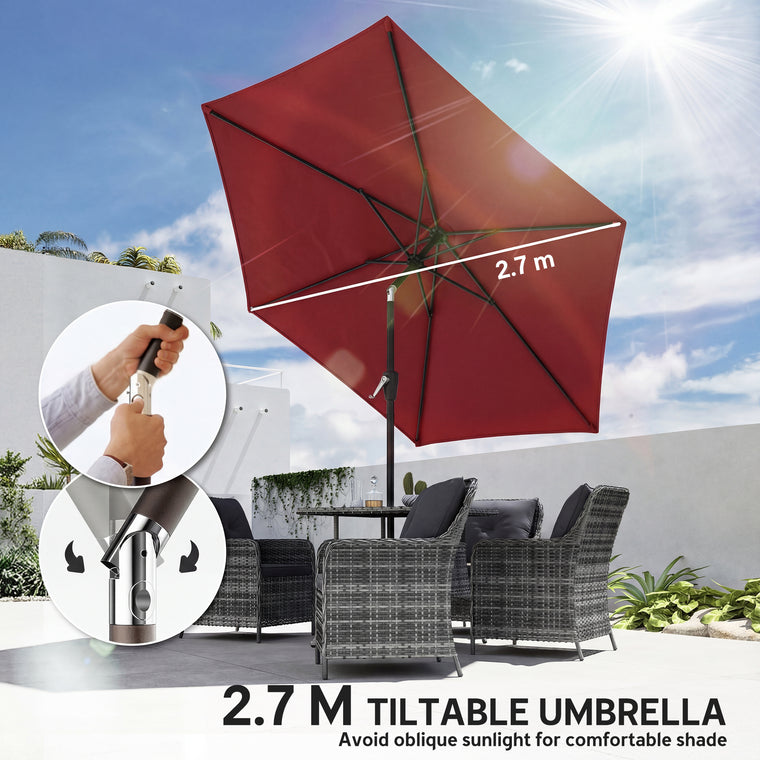 9' Patio Umbrella with 6 Ribs & UV Protection