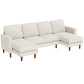 Corduroy U-Shaped Sectional with Double Chaise - Beige