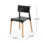 Set of 2 Durable Plastic Dining Chair with Beech Wood Legs, 19.5" L x 19" W x 31.5" H, Black