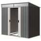 6.5x4FT Galvanised Metal Shed with Foundation Kit, Lockable Garden Tool Storage House with Sliding Doors, Vents, Grey