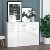 High Gloss Sideboard with 2 Drawers and 3 Doors, Buffet Cabinet with Adjustable Shelf, Coffee Bar Cabinet with Storage, White