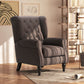 Modern Accent Chairs Button Tufted Armchair, Large Living Room Chair with Wood Legs, Rolled Arms, Thick Padding for Modern Homes, Brown