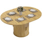 Extendable Dining Table for 6, 60" Farmhouse Kitchen Table with 2-Tier Storage Shelf and Fluted Sliding Doors, Natural