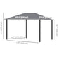 13' x 10' Hardtop Gazebo with Netting Sidewalls and Curtains, Galvanized Steel Outdoor Gazebo Canopy for Garden