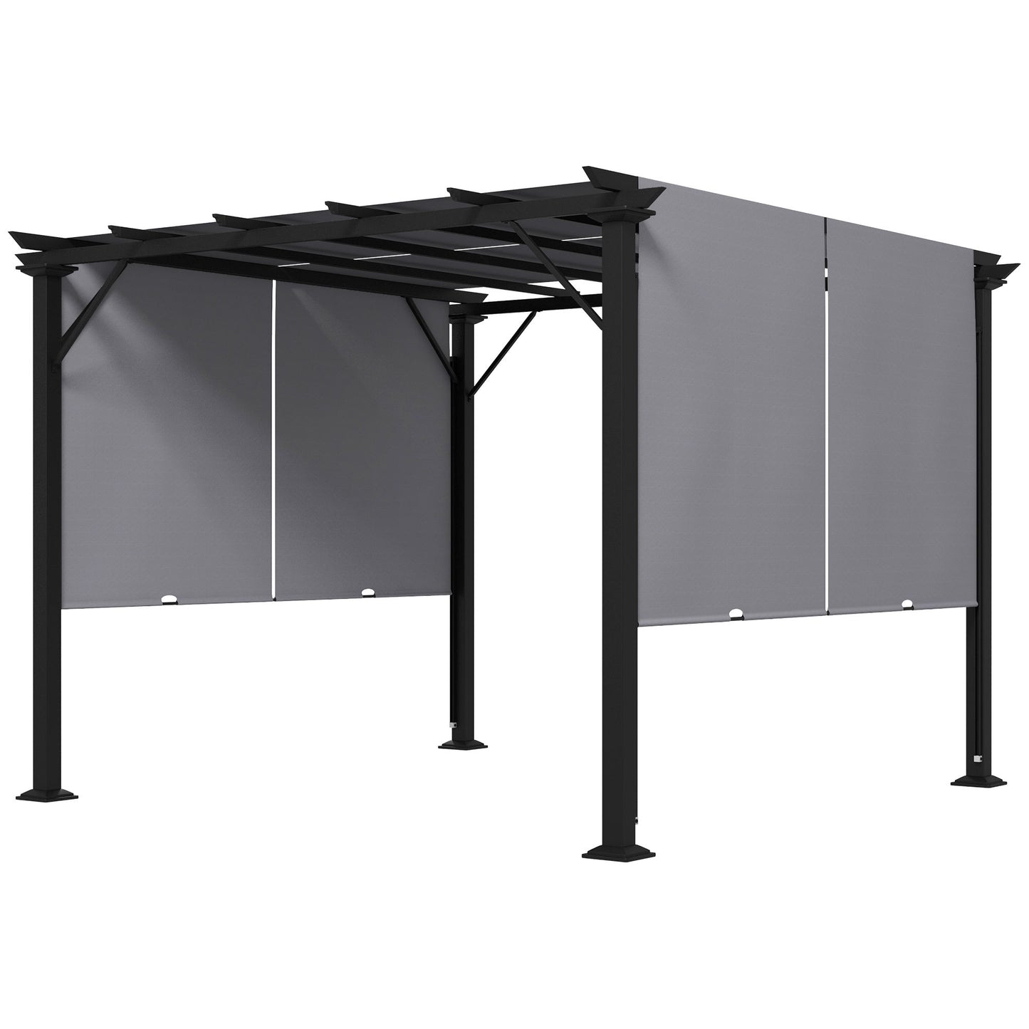 10' x 10' Retractable Pergola Canopy for Backyard, Grey
