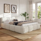 King Size Platform Bed with Padded Headboard & Footboard, Solid Bed Frame with embedded mattress-retention, 89'' L x 83.5'' W x 29.5'' H, White