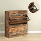 Narrow Shoe Storage with 2 Flip Drawers and Adjustable Shelves Shoe Organizer Cabinet for 12 Pairs of Shoes, Brown