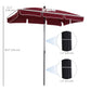 6.5x4ft Rectangle Patio Umbrella Aluminum Tilt Adjustable Garden Parasol Sun Shade Outdoor Canopy Wine Red