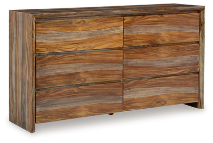 Dressonni - 4 Pc. - Dresser, Mirror, King Panel Bed - Brown