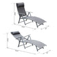 Heavy-duty Adjustable Folding Reclining Chair Outdoor Sun Lounger Patio Chaise Lounge Garden Beach Gravity Lounge with Pillow, 7 Adjustable Backrest Positions, Grey