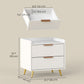 Bedside Table, Nightstand with 2 Drawers, Side End Table with Metal Legs for Bedroom, White