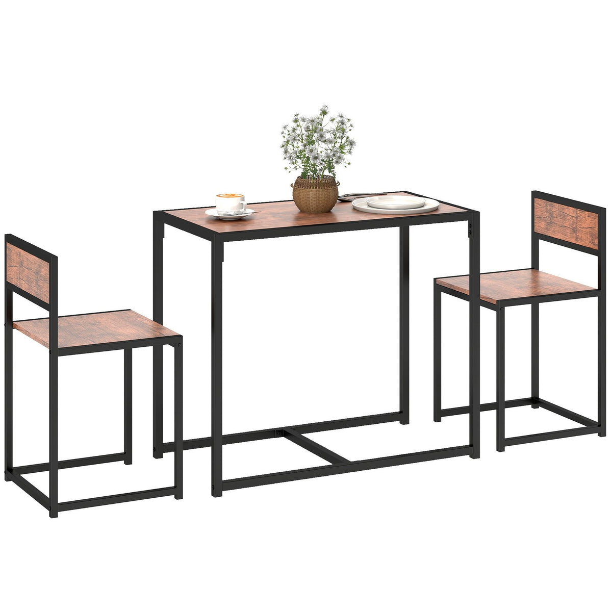 Industrial 3-Piece Dining Set for 2